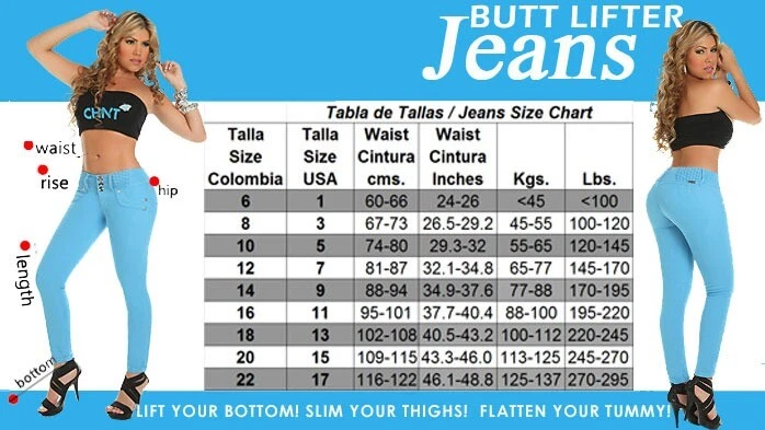 White Blue Colombian Jeans Slimming Levanta Cola Skinny Push Up