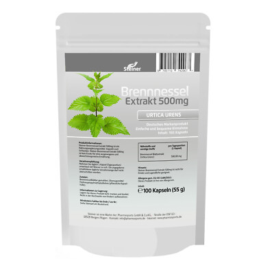 Brennnessel 500 mg 100 vegane Kapseln Pflanzliche und natürliche Kraft 