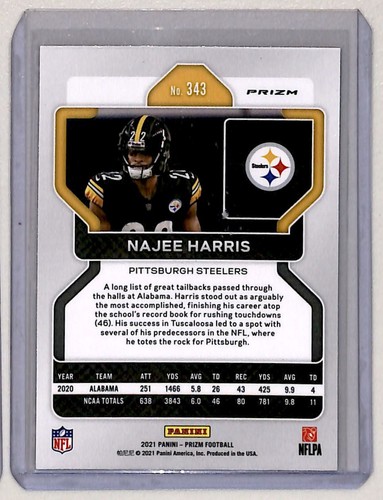 2021 Panini Prizm Disco Orange Prizm Najee Harris RC Pittsburgh Steelers #343 - Picture 2 of 2
