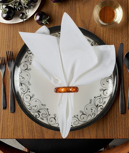 Table Napkins White Cotton Linen Blend Mitered Corners Dinner 12 Pack - Picture 2 of 7