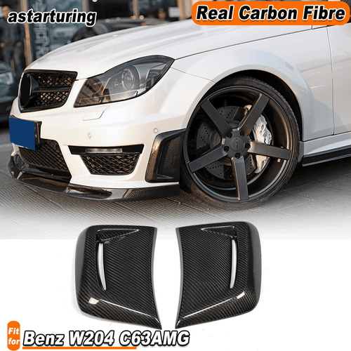 Fit for Mercedes Benz W204 C63AMG Carbon Fiber Side Air Fender Insert Vent Cover - Picture 1 of 12