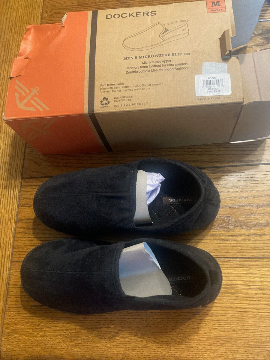 「」 Dockers Men's Black Micro Suede Slip On - Memory Foam -Size M (8-9