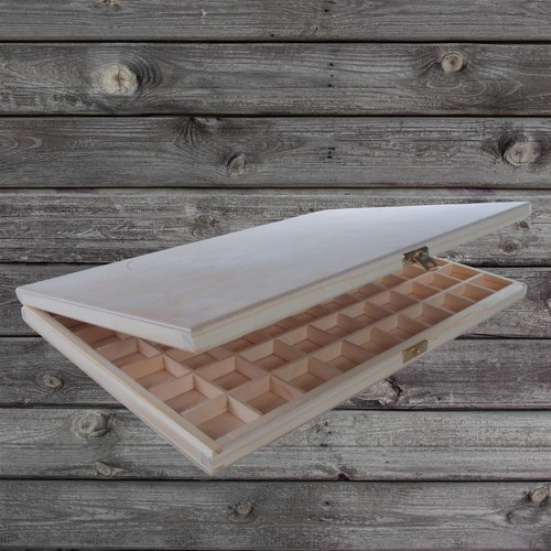 Caja de madera poco profunda 70 compartimentos y cierre presentación regalo estuche decorativo - Imagen 3 de 8