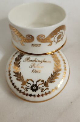 Trinket Box Bone China Buckingham Palace 1993 Gold Lidded Round Vtg.