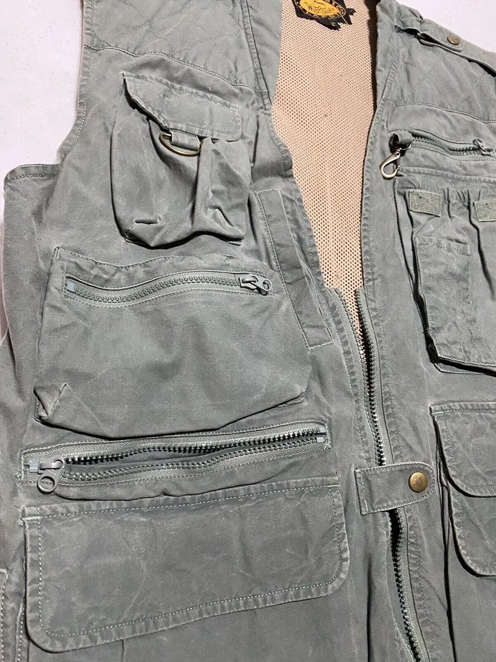 Chaleco de Pesca Woolrich Vintage Talla Grande Verde Caza Bolsillos con Cremallera Completa X1 Foto 3 de 4