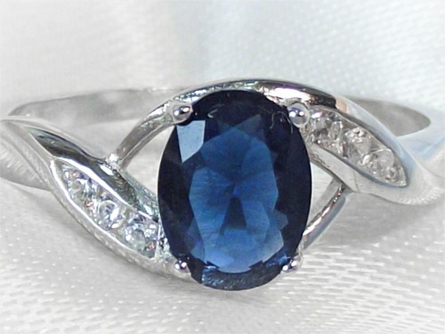 RING 925 STERLING SILBER Edelstein SAPHIR cz. blau oval facettiert Gr. 17 - Bild 1 von 12