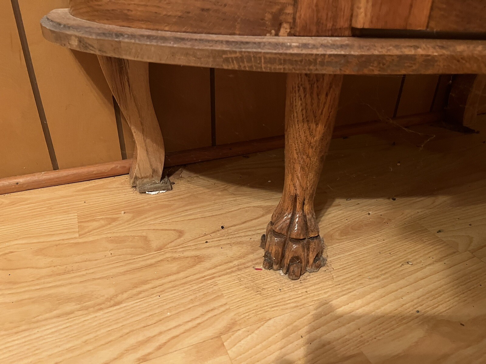 Antique American Tiger Oak Curved Glass Curio Skeleton Key 64