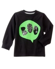 GYMBOREE SPOOKY  SPORTY BLACK w/ GLOW IN THE DARK Boo L/S TEE 12 18 24 4T NWT