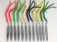 12 New- A-47 Ava Type Diamond Jigs 4 oz.W/Split Tube Tails + 4 Replacement Hooks