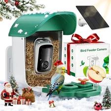 Bird Feeder with Camera, Solar Powered Outdoor Birdhouse, 2K HD AI Smart Identif