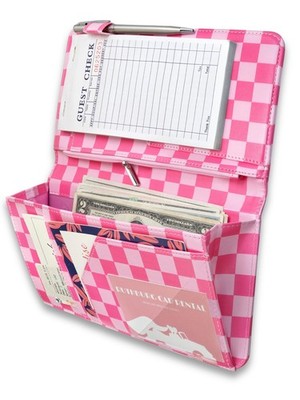 Cute Server Book for Waitress with Zipper & Magnetic Pockets   Retro Checkerb...