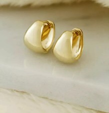 11MM Mini Drop Chunky Dome Huggie Hoop Earrings 14K Yellow Gold