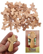 Small Olive Wood Hand Crosses for Meditation  50 Pack with Holy Land