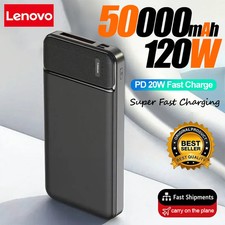 Lenovo 120w 50000mah Power Bank 12w Fast Charger External Battery Powerbank Gift