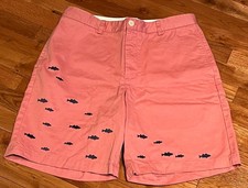 Vineyard Vines Shep  Ian Mens Salmon Size 33 Club Short Chino Embroidered Fish