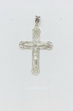 18K Solid White Gold Shaped Cross Pendant 3.15GM