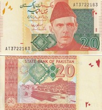 Pakistan 20 Rupees 2009 P 55c UNC Mohammed Ali Jinnah