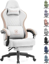 GTPLAYER Gaming Chair, 20 inches x 21.5 x 51 inches, Ivorywhite 