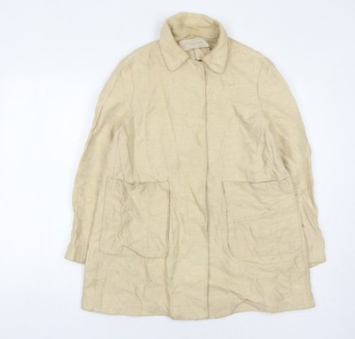 Zara Basic Damen Beige Leinen Mantel, Größe 12