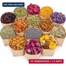 Dried Herbs Kit - Dried Botanicals Bulk,14 Bags Natural Dry Flowers and Her
