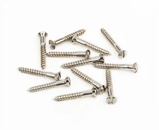 Genuine Fender Slotted Tele Bridge/Strap Button Screws (12) NICKEL, 001-8371-049