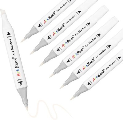 Alcohol Markers, White Blender Pens, 6Pcs Blending Blender Dual Tips Brush & Chi