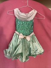 Weissman  s Child Dance Costume Light Green Sequins Child Small With Sequin Hat