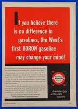 COLLECTIBLE 1957 RICHFIELD BORON GASOLINE COMPANY ORIGINAL VINTAGE PRINT AD