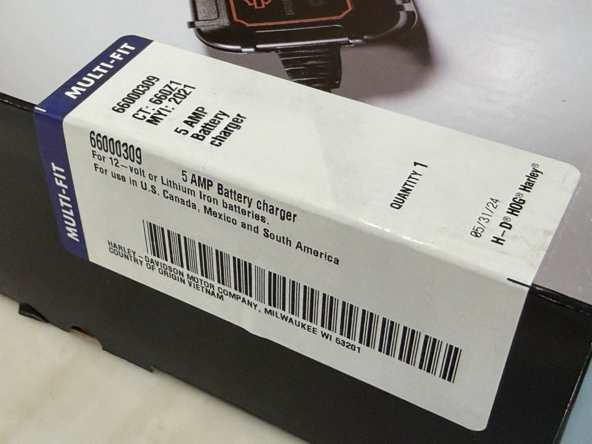 Harley-Davidson 5 Amp Battery Charger 66000309 AGM Lithium Lead