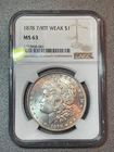 1878 Morgan $1 7/8TF Weak Beautiful Silver Coin NGC MS-63