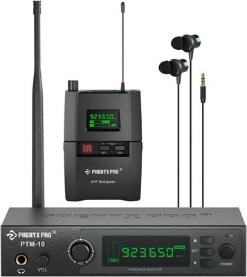 Phenyx Pro UHF Stereo Wireless in Ear Monitor System, Wireless IEM, 900MHz Ba...