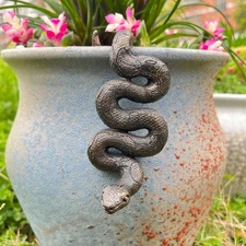 Snake Statue Plant Hugger Decorations for Pot, Realistic Snake Figurine Ornament