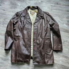 Wilsons Leather Size 2XL Brown Leather Car Coat Removable Liner Dean Winchester