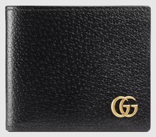 NEW GUCCI MEN'S GG MARMONT BLACK BI-FOLD CARD CASE WALLET W/BOX