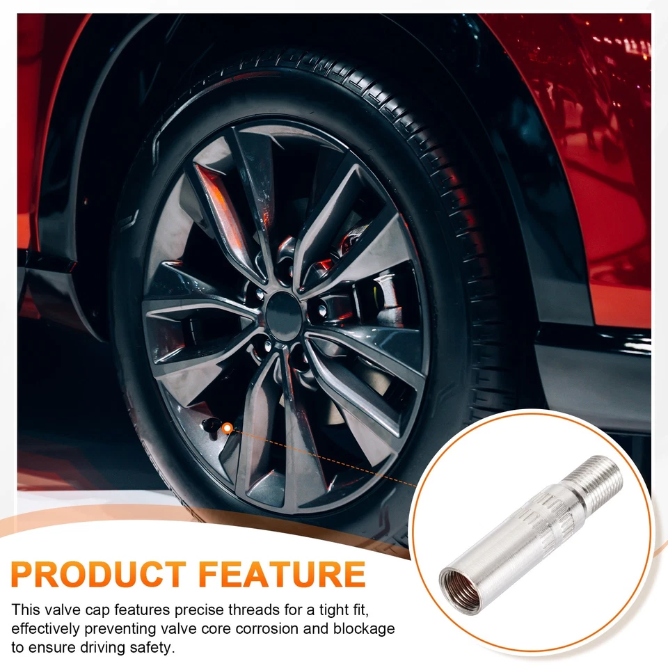 8Pcs 39mm Double Seal Valve Stem Cap Copper Nickel Plated Inflate Tire Valve Foto 4 de 4