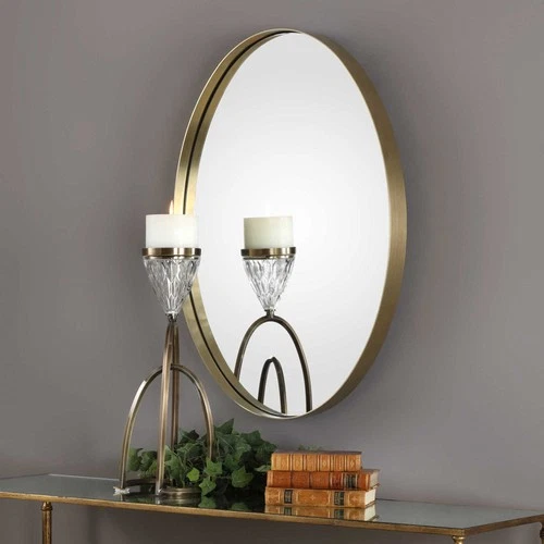 Uttermost 0935 Nickel Pursley 20"W Oval Framed Flat Mirror By Grace Feyock - Picture 5 of 7