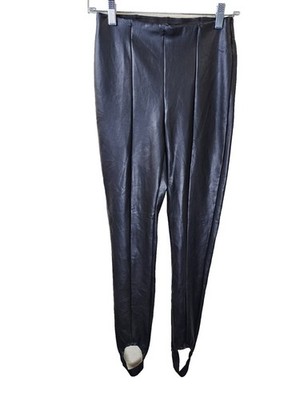 Nwt  Dynamite P/S Naomi Stirrup Faux Leather Leggings Jet Black Stretch