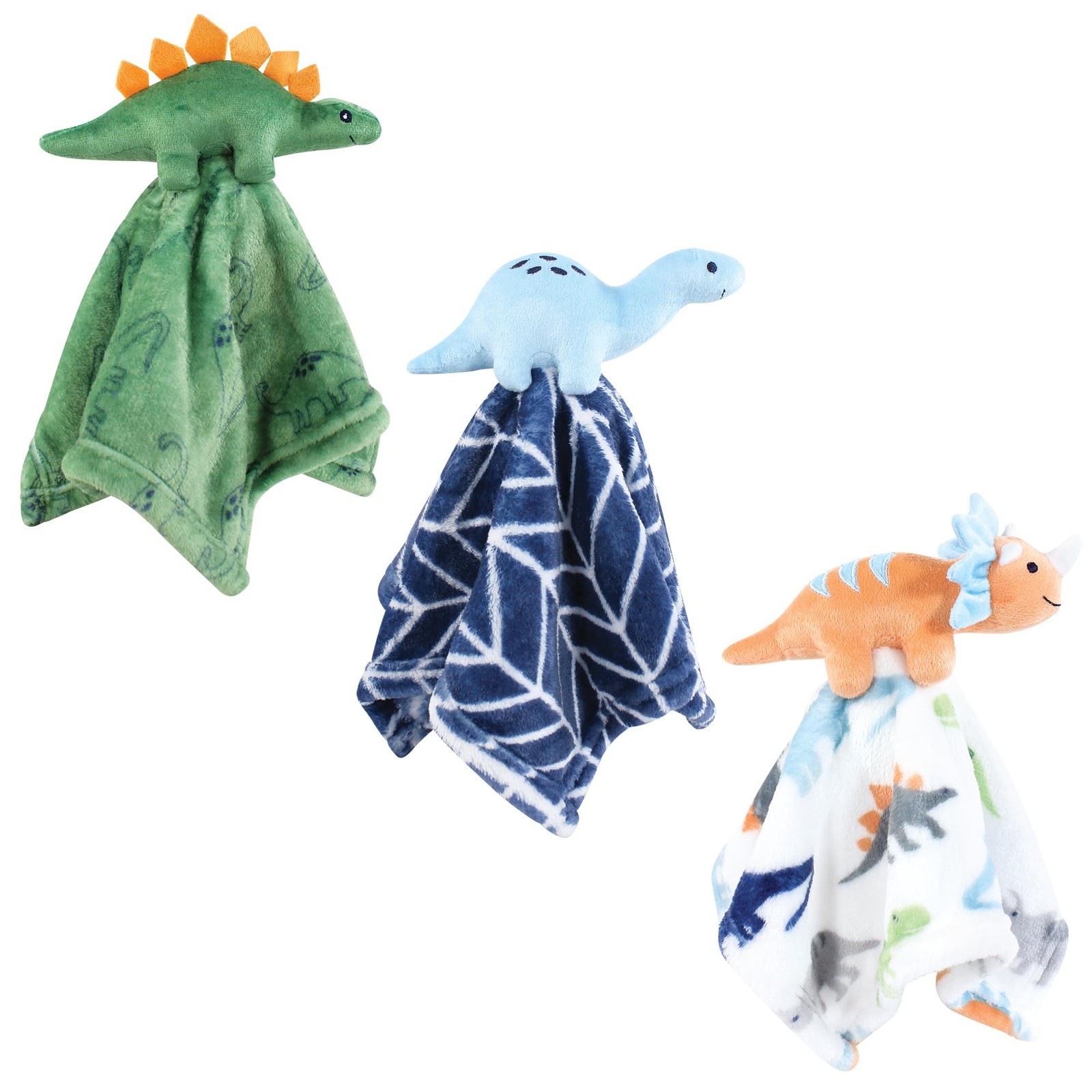Hudson Baby Unisex Baby Animal Face Security Blanket, Dinosaurs 3-Pack, One ...