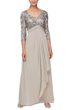 Alex Evenings Gown NWT 6 Sequin Empire Waist 3/4 Sleeve Wedding Guest Formal