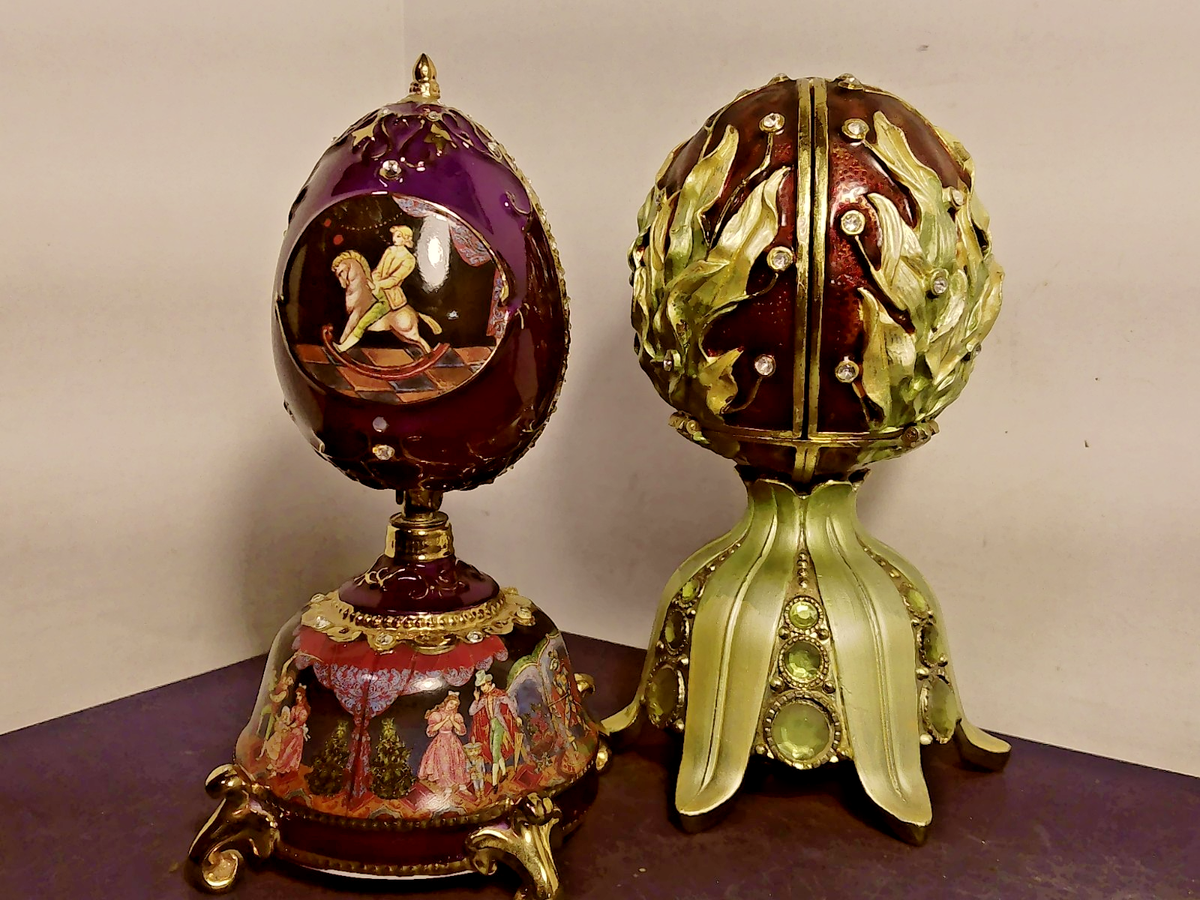 Rue Moliere & Nutcracker Musical 22k Egg Music Boxes Vintage!~Your