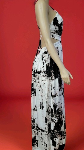 Miss Avenue Tie Dye Strappy Maxi Dress Size M Cutouts waist Deep V-Neck NEW #C6 - Picture 3 of 12