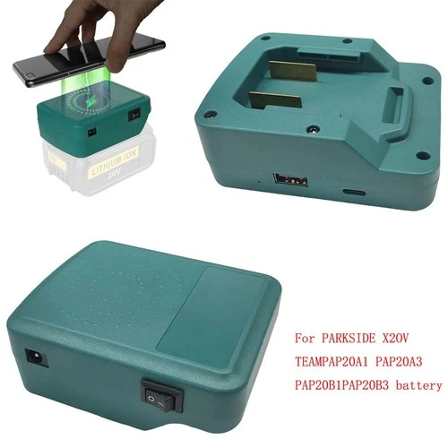 Adaptateur Chargeur Batterie Sans Fil pour PARKSIDE X20V PAP20A1 PAP20A3 USB PD