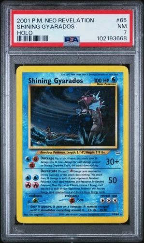 Shining Gyarados Neo Revelation Unlimited Holo Secret Rare # 65/64 💎PSA 7💎