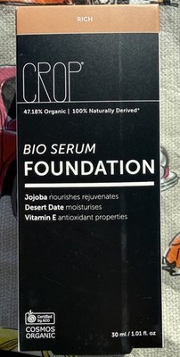 CROP Bio Serum Foundation RICH 1.01 fl oz 30mL with Jojoba Desert Date Vitamin E