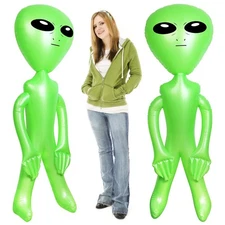 2PCS Giant Inflatable Alien,Jumbo Green 60 Inch PVC Blow Up Martian Aliens Pr...