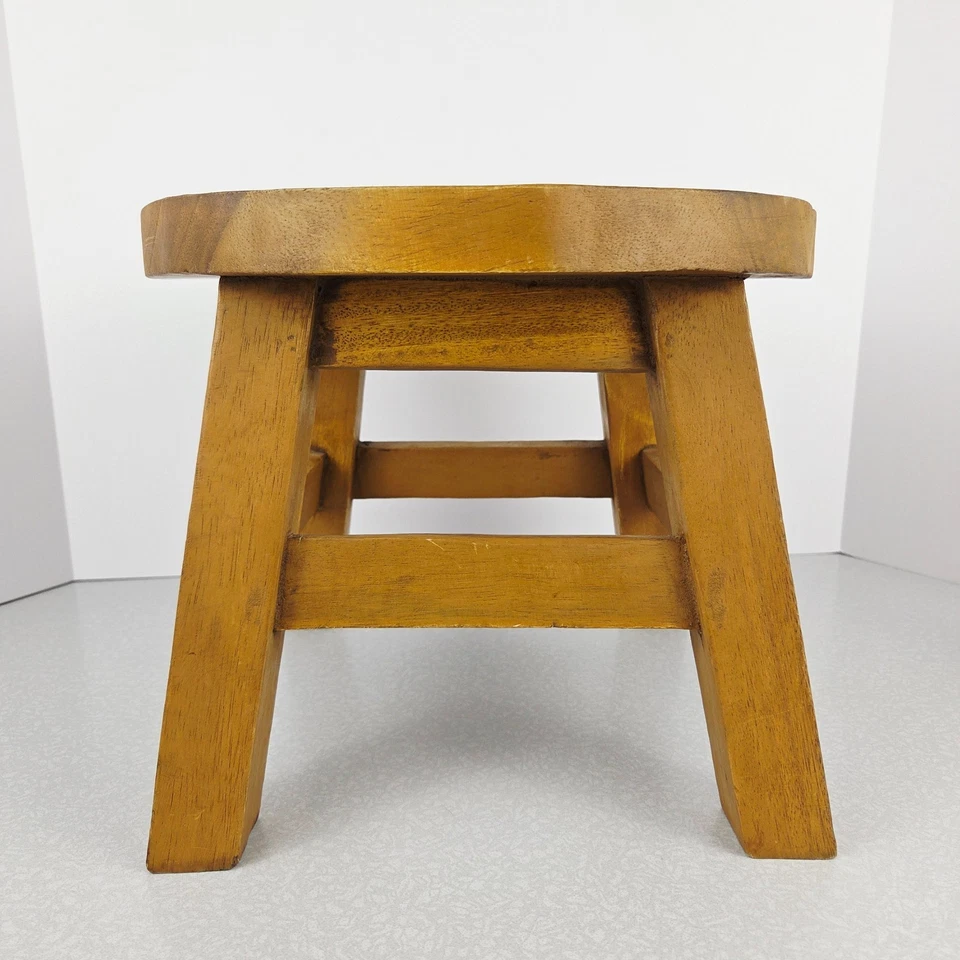 Childs Wooden Stool Mittens Snowflakes Heart 10" Wood Handcrafted Step Sturdy - Image 3 of 4