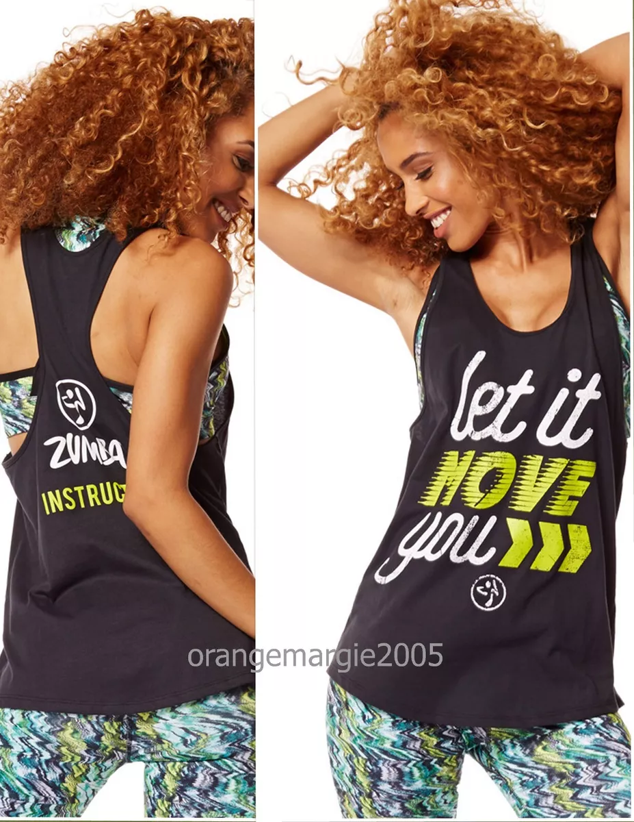 ZUMBA 2Pc.SET! Instructor Loose Tank Let It Move You + Sports Bra Top Rare  S M L