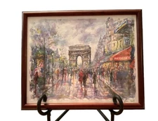 Paris Print - Arc de Triomphe Street Scene Signed by George Plew 2005 Profession