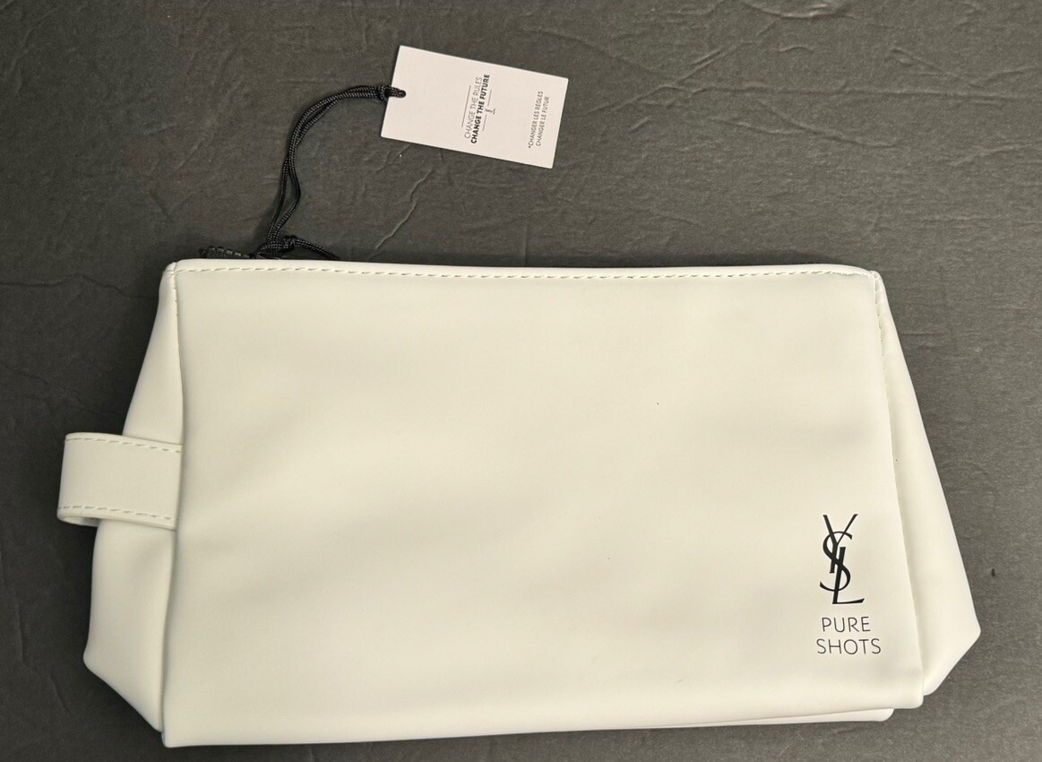 Borsa da viaggio nuova con etichette YSL Pure Shots Yves Saint Laurent bianca