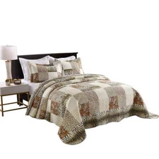3 Piece Quilted Bedspread Leopard Print Quilt Quilt Set Bedding Animal Print